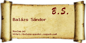 Balázs Sándor névjegykártya